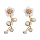 thumbnail image 1 of Aretes ligeros Jumpingount para mujer flores delicados perlas dorado, 1 of 6