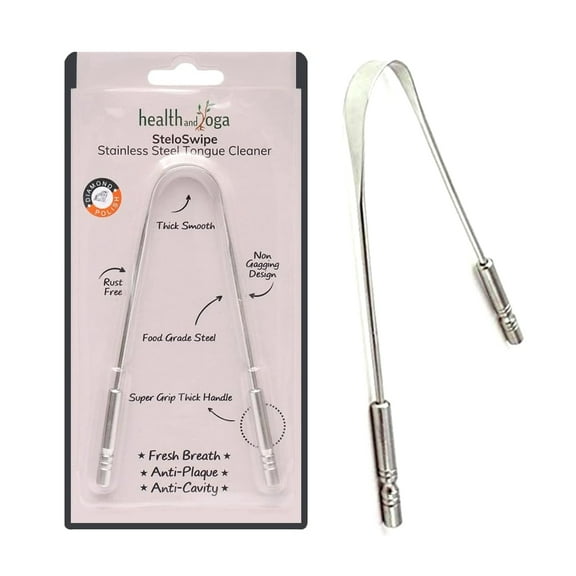 SoulGenie SteloSwipe Surgical Stainless Steel Tongue Cleaner - Seal-Pack - with Storage Bag