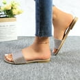 thumbnail image 3 of GJPBGK Women’s Rhinestone Slide Sandals Flat Open Toe Sandals One-Strap Slip-On Summer Slippers for Evenings, Travel, and Everyday Outfits, 3 of 6