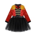 thumbnail image 3 of Yartina Kids Girls Circus Ring Master Jumpsuit Halloween Long Sleeve Sparkly Sequins Leotard Dress Red 8, 3 of 7