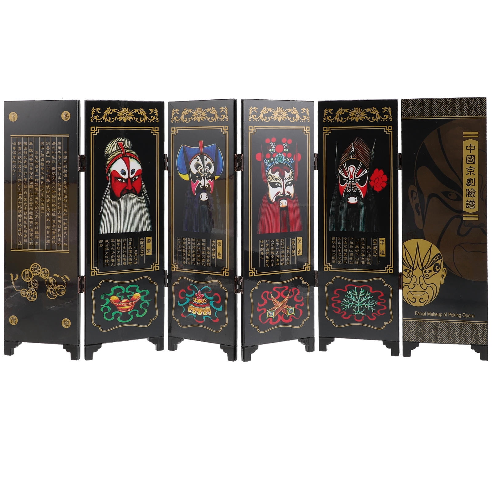 GOOHOCHY Folding Screen Wooden Panel Mini Room Divider for Desktop in Chinese Style