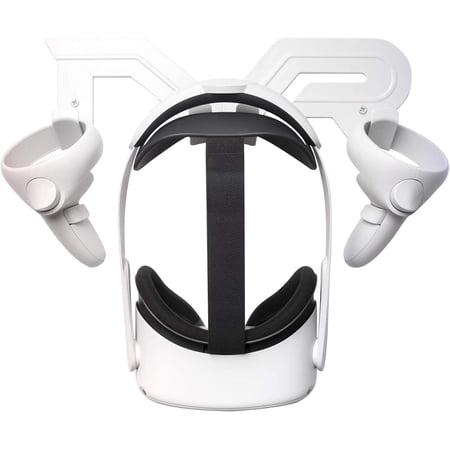 VR Headset and Controller Wall Mount Storage Stand Hook Compatible for 3 / 2 / Pro / 1, PSVR 2, Pico 4, Rift S, Reverb G2, Vive, Valve Index, PS VR (White)