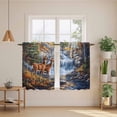 thumbnail image 3 of Autumn Deer Kitchen Curtains, Farmhouse Elk River Light Filtering Window Curtain Panels, 2Pcs Rod Pocket Window Treatments Set for RV Dining Room Study Room 42x45 Inches, 3 of 9