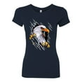 thumbnail image 2 of Torn Ripped Eagle Claws Animal Lover Womens Slim Fit Junior Tee, Navy, Small, 2 of 3