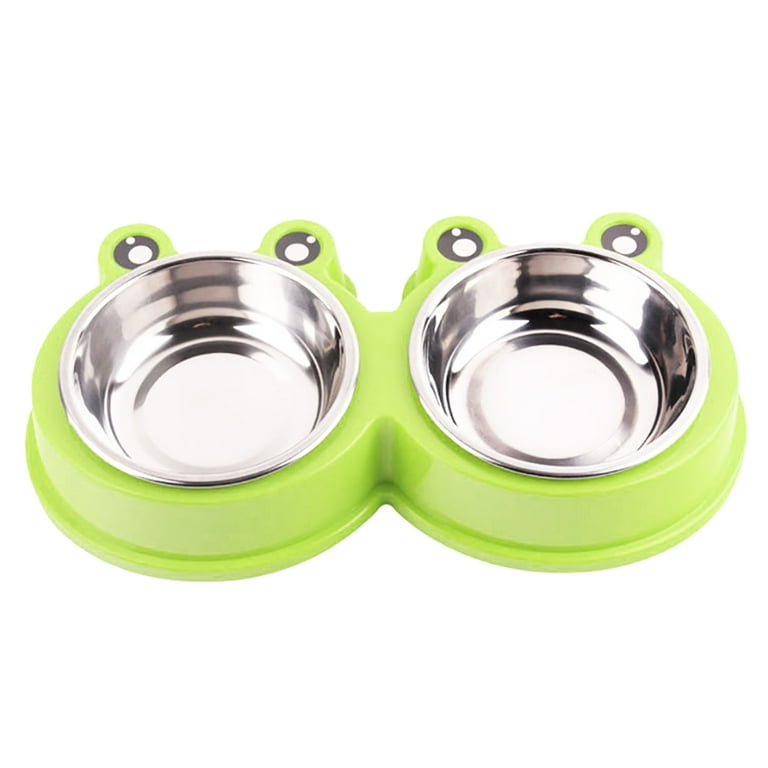 Dog Double Bowls, Stainless Steel Dog Feeder Bowls With No-spill