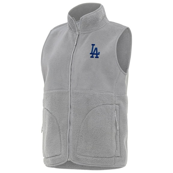 Women's Antigua Gray Los Angeles Dodgers Nostalgic Full-Zip Vest