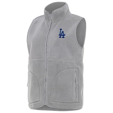 Women s Antigua Gray Los Angeles Dodgers Nostalgic Full-Zip Vest Women s Antigua Gray Los Angeles Dodgers Nostalgic Full-Zip Vest