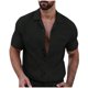 thumbnail image 2 of pstuiky camisetas para hombre, Camisas de manga corta con cuello vuelto y botones sueltos informales de color sólido para hombre ropa de hombre xxl, 2 of 7
