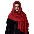 thumbnail image 7 of YOIAVAIOY Halloween Costume Women Medieval Hooded Scarf Cloak Vintage Frayed Wraps Witch Cosplay Shawl Red Free Size, 7 of 7