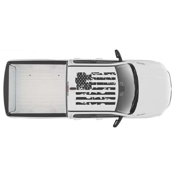 AnyStickerYouWant - Rooftop USA American Flag Decal Sticker Fits on & Compatible with Dodge Ram 1500 Big Horn Truck - Truck Full Roof Flag Decal Sticker Kit - Distressed or Regular