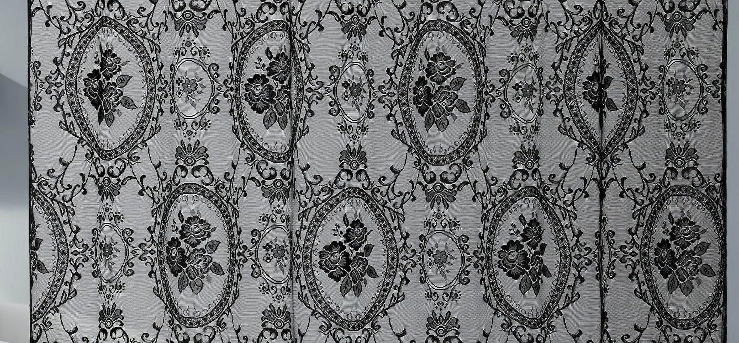72 Inch Gothic Vintage Black Shower Curtain with White Valance. SH Black-White 72