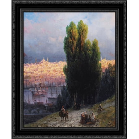 Constantinople 20x24 Black Ornate Wood Framed Canvas Art by Aivazovsky, Ivan