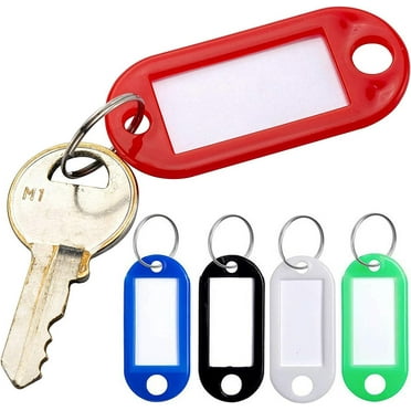 Fancyleo 20 Pack Tough Plastic Key Tags Keychain Key Ring ID Label Tags ...