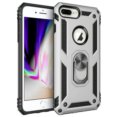 For iPhone 8 Plus / iPhone 7 Plus Ring Stand Heavy Duty Military Grade Shockproof Rugged Bumper