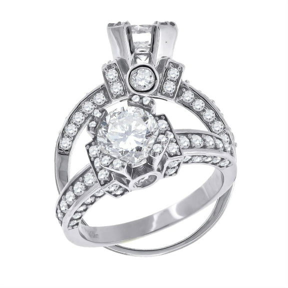 Auriga Fine Jewelry 925 Sterling Silver Cubic Zirconia Engagement Ring Size 8 for Women