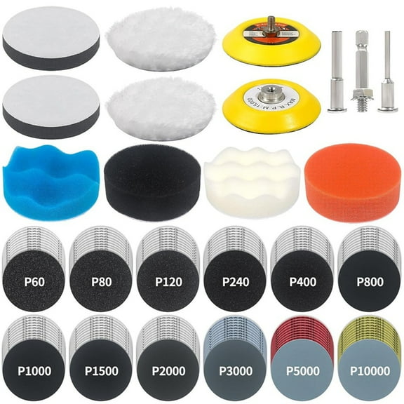 133 PCS Sanding Disc Drill Polishing Kit Attachment, 3 Inch Wet Dry Headlight Restoration Kit,for Car Wood Metal