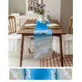 thumbnail image 3 of ERUNPONLY Beach Table Runner - 90 Inch Long Summer Ocean Blue Sky Sand Waves Modern Style Cotton and Linen Blended Dress Scarves Farmhouse Table Runner for Kitchen Dining, Coffee Table, 13" x 90", 3 of 8
