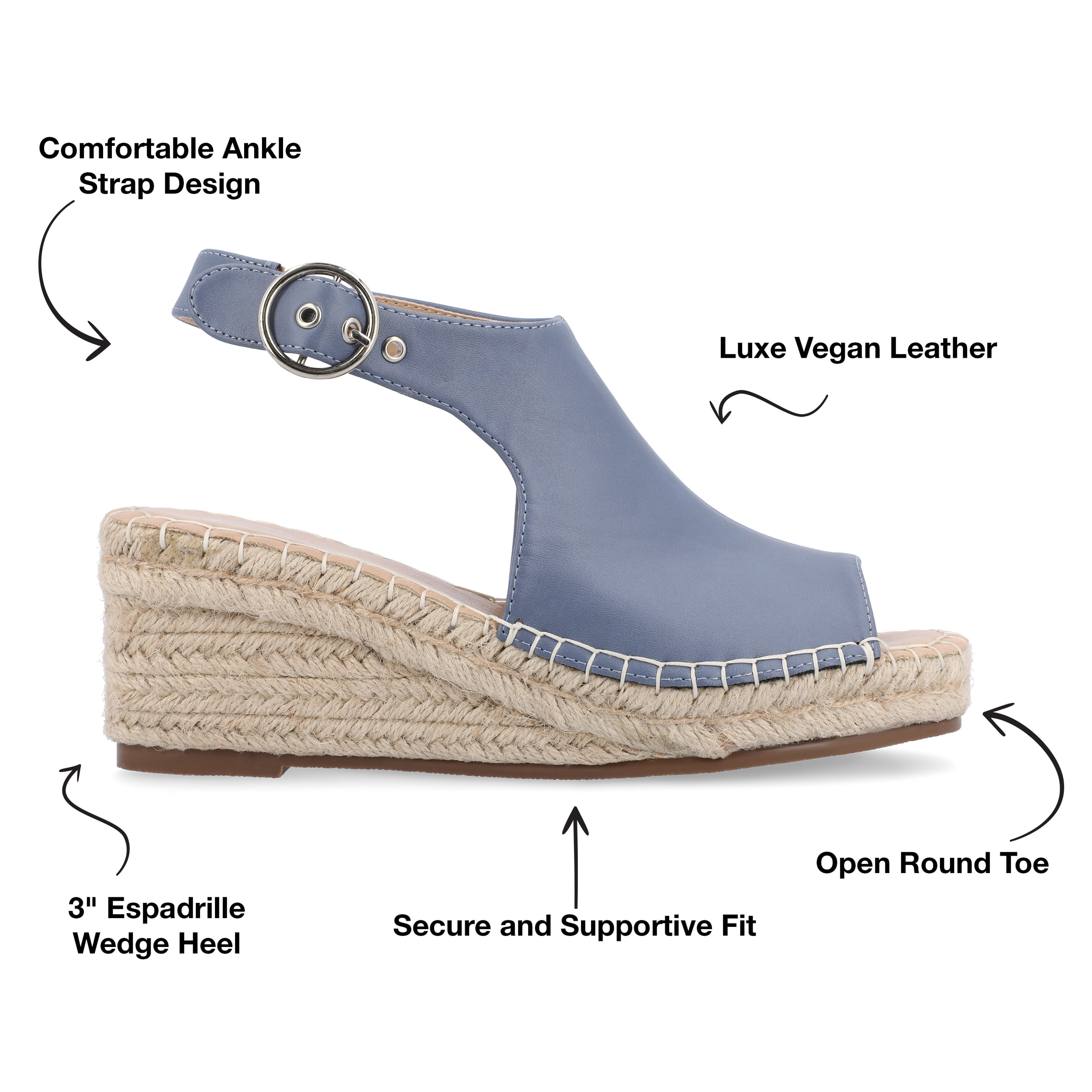 Journee Womens Crew Wedge Heel Espadrille Sandals, Widths Available