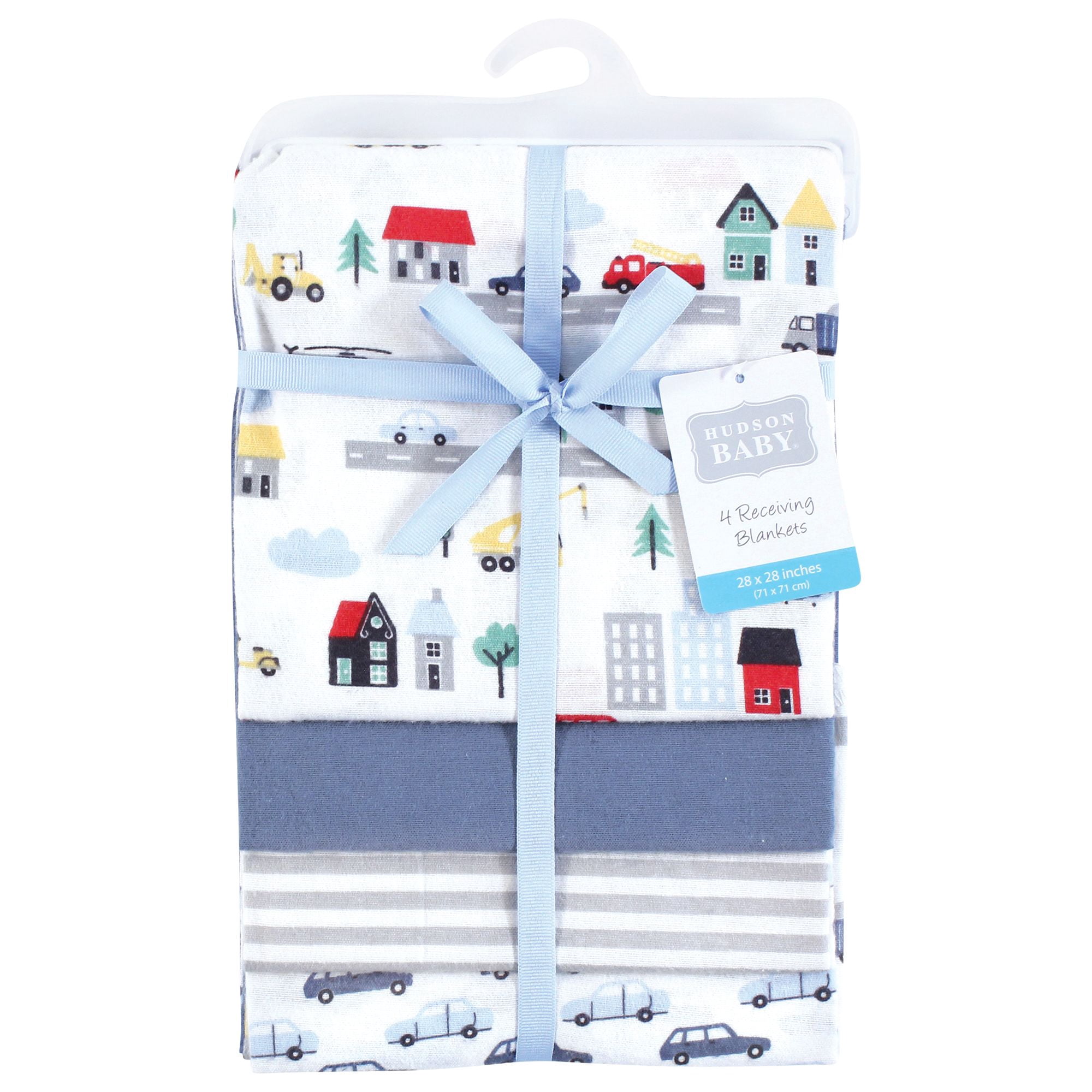 Hudson Baby Boys Cotton Flannel Receiving Blankets, City Life, One Size