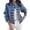 Blue, variant on Women's Denim Jackets Button up Stand Collar Long Sleeve Jeans Jacket Casual Lightweight Fall Coat Blue-L