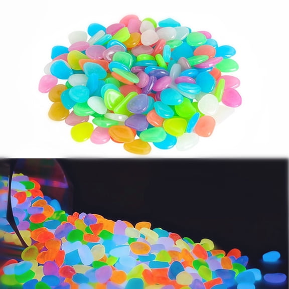 JOWNEEL 800pc Colorful Glow in The Dark Garden Pebbles Stones Luminous Stones Glow in The Dark Rocks Outdoor Glow Pebbles Aquarium Rocks for Garden Path Walkway Yard Fish Tank Plant Pots