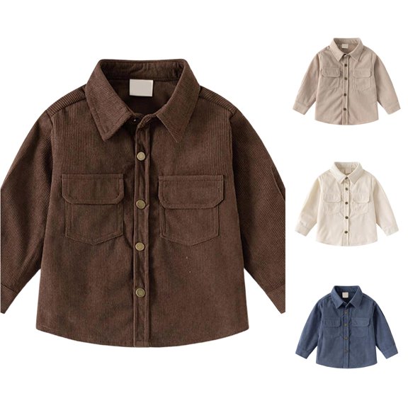 LIUYUNNN Boys Corduroy Shirt Jacket Long Sleeve Casual Open Front Shirt With Collar For Kids Toddler for Kids Boys, Size 2-3 Years