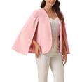 thumbnail image 4 of INSPIRE CHIC Cape Sleeve Blazer for Women's Business Work Open Front Casual Jacket Coat XS Pink, 4 of 6