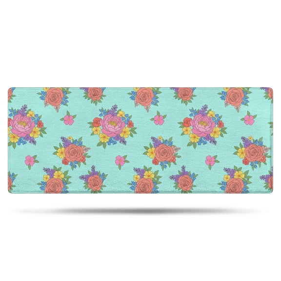 Pioneer Flower Floral Print Pattern Bathroom Rugs Mat, Non Slip Microfiber Bathroom Rug with Rubber Backing, Soft Mats for Bathroom Floor Tub Shower, 24"x60"