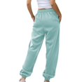thumbnail image 3 of SDNall Womens Fashion Casual Solid Elastic Waist Trousers Long Straight Pants, 3 of 9
