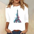 thumbnail image 2 of Pompotops T-shirt Ample Imprimé Mode Femme Manches 3/4 Blouse Col Rond Hauts Décontractés Liquidation, 2 of 4