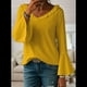 thumbnail image 5 of Blusa de Mujer con Volantes, Mangas 3/4, Cuello en V, Informal, para Negocios, y Verano Amarillo M, 5 of 6