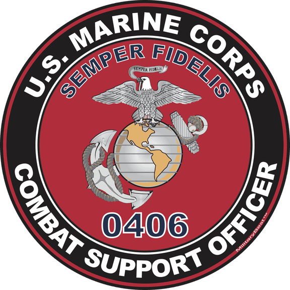 U.S.M.C. MOS 0406 Combat Support Officer Decal 5.5" - Red