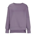 thumbnail image 4 of Jsaierl Sweatshirt for Women Loose Fit Solid Color Sweatshirts Crewneck Holiday Sweater Tops Trendy Long Sleeve Blouses Womens Sweatshirts Under $10, 4 of 7