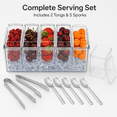 thumbnail image 6 of Ice Chilled Condiment Caddy with 5 Removable Containers, Lids, Tongs, and Salad Serving Tray, 6 of 8