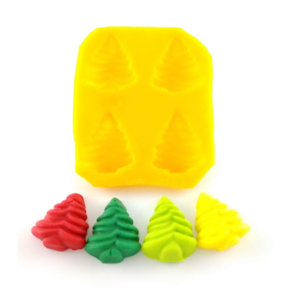 EDELAINE'S Tree 4 Cavity Silicone Molds for Cream Cheese Mints , Chocolate