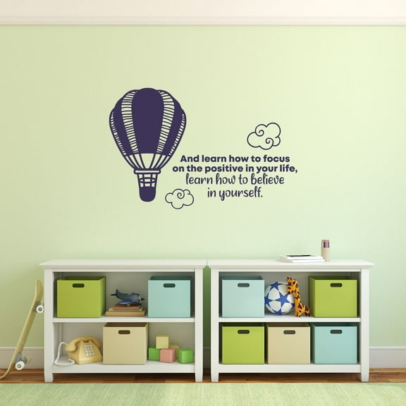 Positive Hot Air Balloon Life Quote Cartoon Quotes Decors Wall Sticker Art Design Decal for Girls Boys Kids Room Bedroom Nursery Kindergarten Home Decor Stickers Wall Art Vinyl Decoration (8x10 inch)