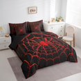 thumbnail image 3 of Feelyou Romantic Gothic Animal Bedding Comforter Set 7 Pieces, Black Red Spider Web Full Bedding Set, Teens Kids Boys Girls Reversible Fitted Sheet Flat Sheet, Ultra Soft Bedroom Decor, 3 of 8