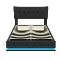 thumbnail image 6 of Euroco Full Size Upholstery Platform Bed with Lift up Storage and LED Lights for Kids Teens Adults, Black, 6 of 11