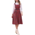 thumbnail image 2 of Vestido de tirantes a cuadros INSPIRE CHIC para mujer, vestido vintage tipo pinafore A-Line XL rojo y verde, 2 of 6