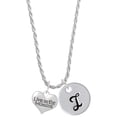 thumbnail image 1 of Delight Jewelry Silvertone Live in the Moment Heart Silvertone Script Initial Disc - I - Charm Necklace, 20"+3", 1 of 4