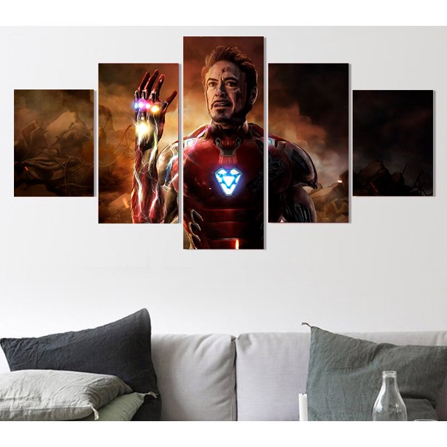 5 Cuadros Decorativos Marvel Iron Man Gemas Del Infinito Canvas Listo Para Colgar 150x84cm Jungle Art Impresion Tela Arte