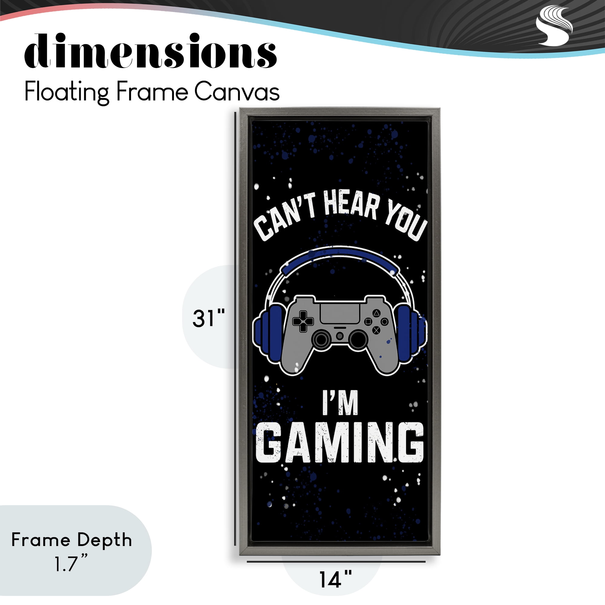 Stupell Industries Can't Hear You Gaming Gray Framed Floater Canvas Wall Art, design by Kim Allen