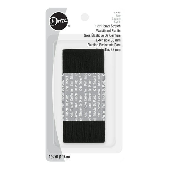 Dritz 1 1/2" Sewing & Crafting Heavy Stretch Waistband Elastic Black 1.25 Yards