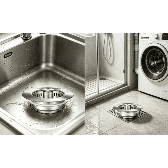 1 Pack Stainless Steel Kitchen Sink Drain Stopper with Silver Cap & Brass Core, Pop Up Basket Strainer, Anti Clog Sink Filter Basket, Leakproof Drain Plug for Kitchen Sink, Utility Sink & Wash Basin