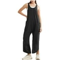 thumbnail image 4 of Akafmk Plus Size Jumpsuits for Women Summer,Casual Rompers for Women,Women's Sleeveless Loose Overalls Rompers Cotton Linen Wide Leg Jumpsuits Loose Fitting Overalls, 4 of 5