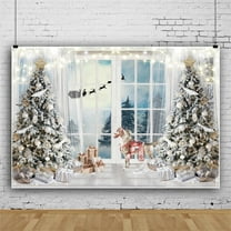 SUNOLIFE Christmas Backdrop Banner Winter Snow Photo Background Banner 10x8ft