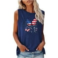 thumbnail image 2 of Wycnly Womens 4th of July Tank Tops Comfy Loose Independence Day Patriotic Graphics Shirts Vest Summer Fashion Butterfly Flag Print Crewneck Sleeveless Blouse Blue s, 2 of 4
