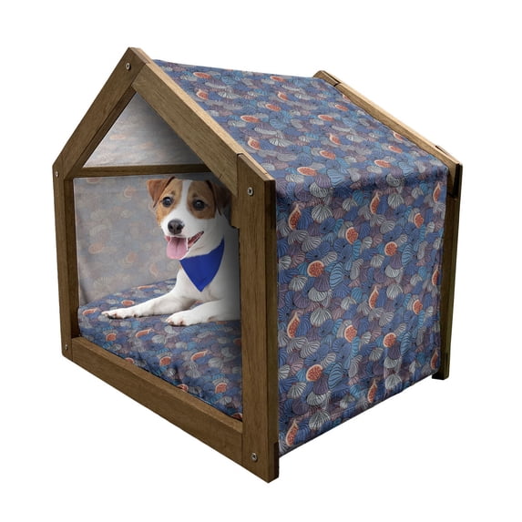 Fruit Pet House, Half Whole Fig Fruits Ripe Gourmet Vivid Mediterranean Region Art, Outdoor & Indoor Portable Dog Kennel with Pillow and Cover, 5 Sizes, Blue Purple Grey, by Ambesonne