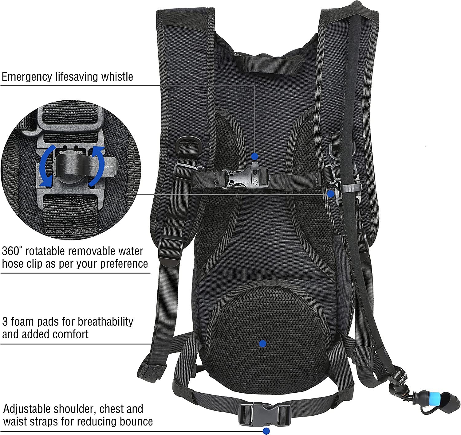 Tactical Hydration Backpack Pack with 3L BPA Free Water Bladder for Hiking, Climbing, Hunting - image 2 of 6