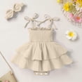thumbnail image 5 of Younger Tree Baby Romper Dress Infant Summer Sleeveless Bodysuit Jumpsuit Outfits with Headband for 6-12 Months, 5 of 8